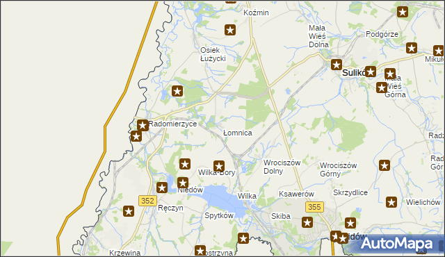 mapa Łomnica gmina Zgorzelec, Łomnica gmina Zgorzelec na mapie Targeo