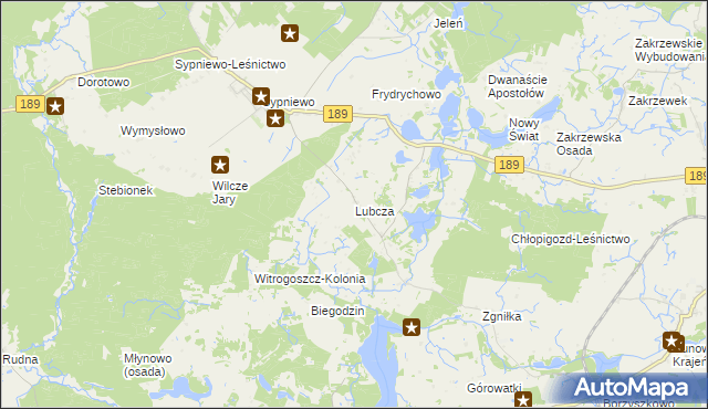 mapa Lubcza gmina Więcbork, Lubcza gmina Więcbork na mapie Targeo