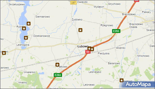 mapa Łubowo powiat gnieźnieński, Łubowo powiat gnieźnieński na mapie Targeo