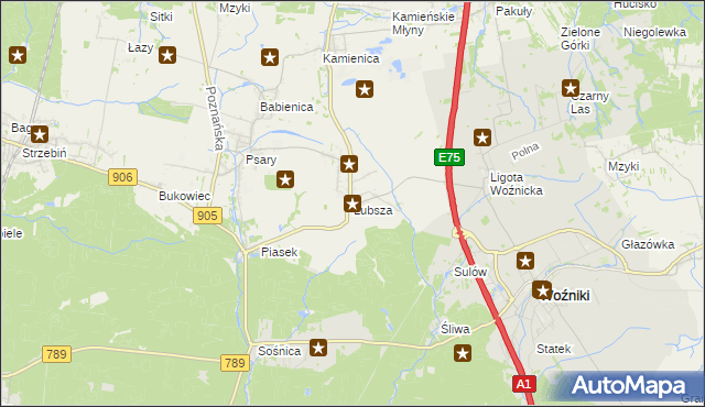 mapa Lubsza gmina Woźniki, Lubsza gmina Woźniki na mapie Targeo