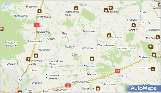 mapa Łuczynów gmina Policzna, Łuczynów gmina Policzna na mapie Targeo
