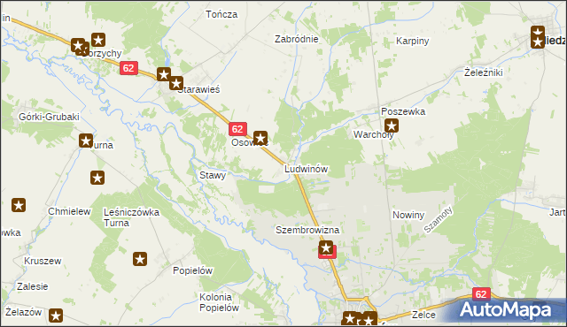 mapa Ludwinów gmina Liw, Ludwinów gmina Liw na mapie Targeo