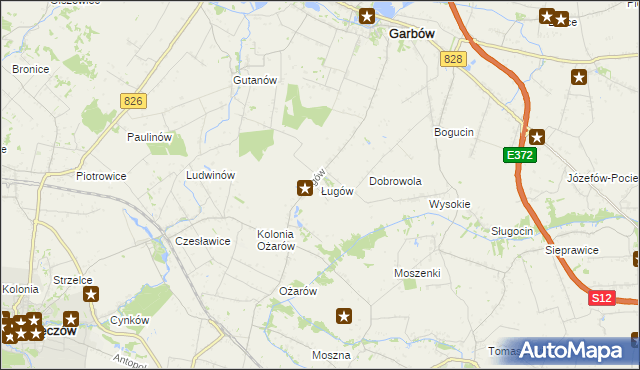 mapa Ługów gmina Jastków, Ługów gmina Jastków na mapie Targeo