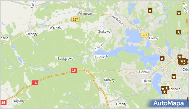 mapa Łupstych, Łupstych na mapie Targeo