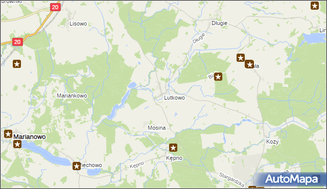 mapa Lutkowo gmina Dobrzany, Lutkowo gmina Dobrzany na mapie Targeo