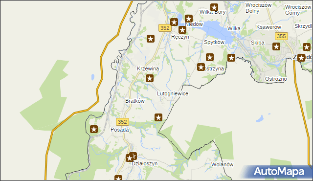 mapa Lutogniewice, Lutogniewice na mapie Targeo