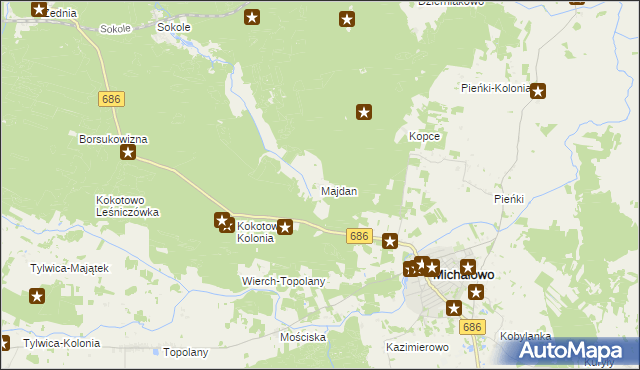 mapa Majdan gmina Michałowo, Majdan gmina Michałowo na mapie Targeo