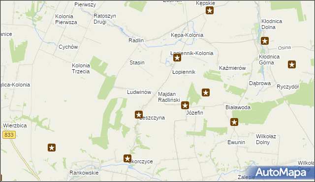mapa Majdan Radliński, Majdan Radliński na mapie Targeo