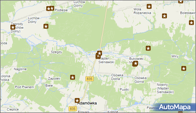 mapa Majdan Sieniawski, Majdan Sieniawski na mapie Targeo