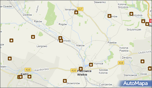 mapa Maków gmina Pietrowice Wielkie, Maków gmina Pietrowice Wielkie na mapie Targeo