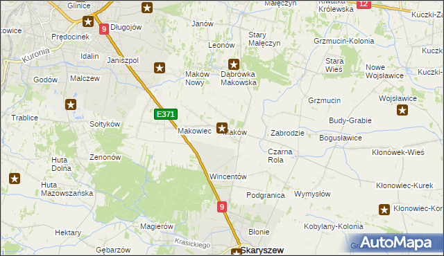 mapa Maków gmina Skaryszew, Maków gmina Skaryszew na mapie Targeo