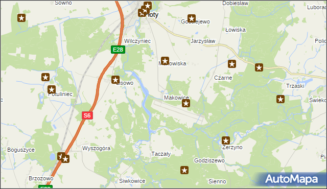 mapa Makowice gmina Płoty, Makowice gmina Płoty na mapie Targeo