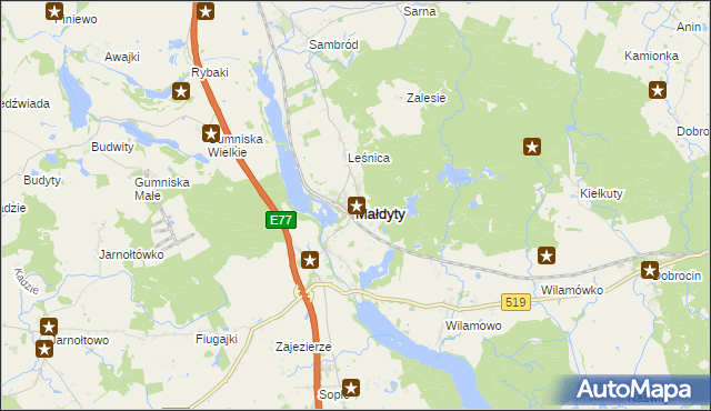 mapa Małdyty, Małdyty na mapie Targeo