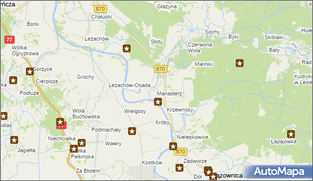 mapa Manasterz gmina Wiązownica, Manasterz gmina Wiązownica na mapie Targeo