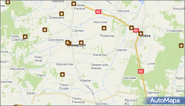 mapa Marianów gmina Kawęczyn, Marianów gmina Kawęczyn na mapie Targeo
