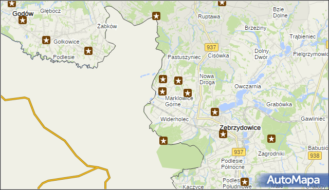 mapa Marklowice Górne, Marklowice Górne na mapie Targeo