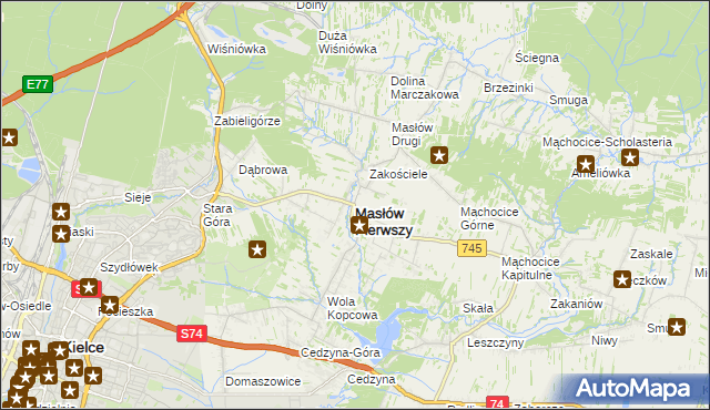 mapa Masłów Pierwszy, Masłów Pierwszy na mapie Targeo