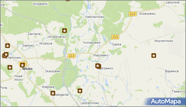 mapa Maszewko gmina Wicko, Maszewko gmina Wicko na mapie Targeo