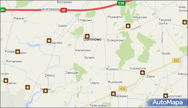 mapa Michałowo gmina Dominowo, Michałowo gmina Dominowo na mapie Targeo