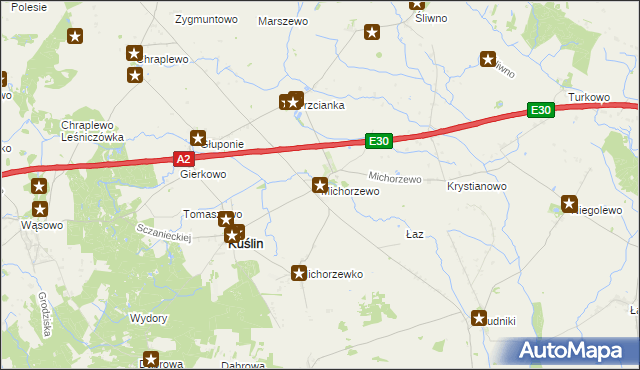 mapa Michorzewo, Michorzewo na mapie Targeo