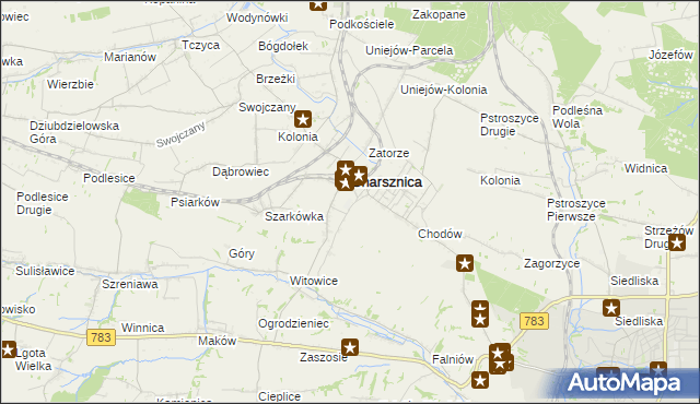 mapa Miechów-Charsznica, Miechów-Charsznica na mapie Targeo