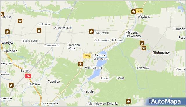 mapa Miedzna Murowana, Miedzna Murowana na mapie Targeo