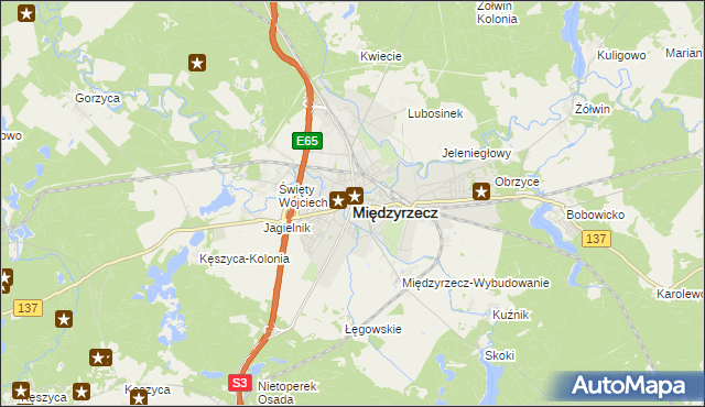 mapa Międzyrzecz, Międzyrzecz na mapie Targeo