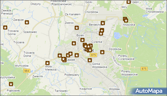 mapa Mielca, Mielec na mapie Targeo