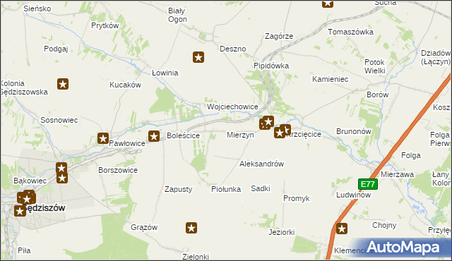 mapa Mierzyn gmina Sędziszów, Mierzyn gmina Sędziszów na mapie Targeo