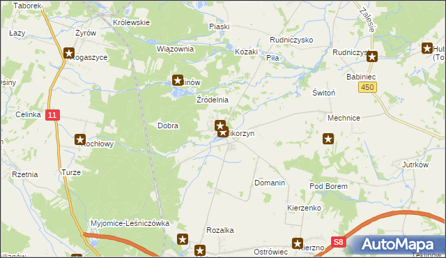 mapa Mikorzyn gmina Kępno, Mikorzyn gmina Kępno na mapie Targeo