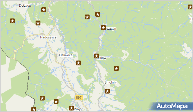 mapa Mików gmina Komańcza, Mików gmina Komańcza na mapie Targeo
