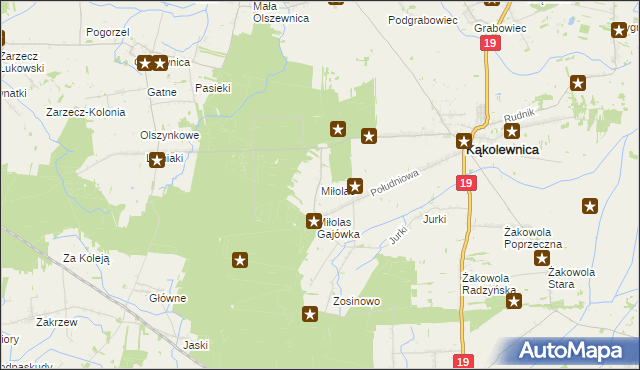 mapa Miłolas, Miłolas na mapie Targeo