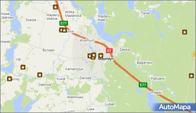 mapa Miłomłyn, Miłomłyn na mapie Targeo