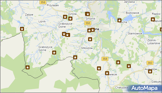 mapa Miłoszów, Miłoszów na mapie Targeo