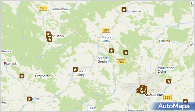 mapa Mirocin Średni, Mirocin Średni na mapie Targeo