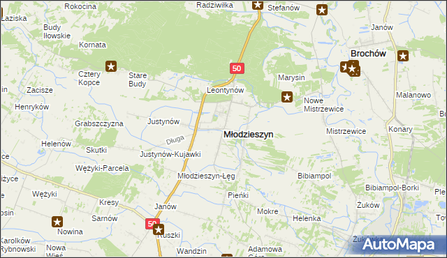 mapa Młodzieszyn, Młodzieszyn na mapie Targeo