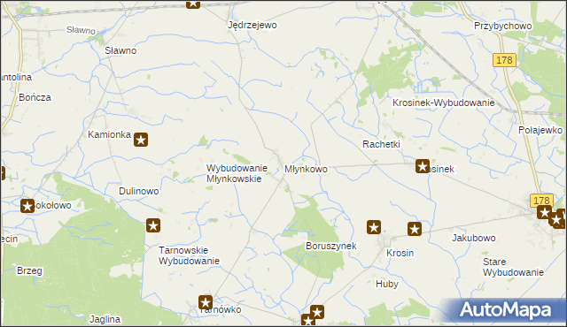 mapa Młynkowo gmina Połajewo, Młynkowo gmina Połajewo na mapie Targeo