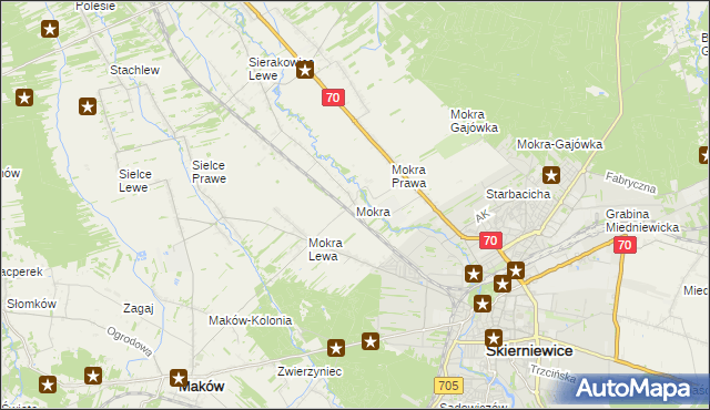mapa Mokra gmina Skierniewice, Mokra gmina Skierniewice na mapie Targeo