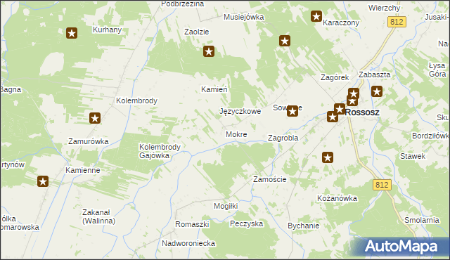 mapa Mokre gmina Rossosz, Mokre gmina Rossosz na mapie Targeo