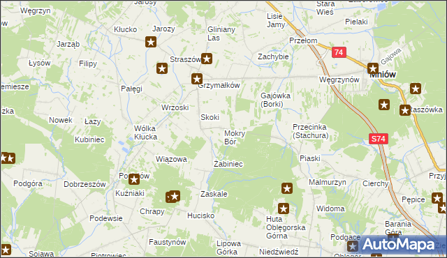 mapa Mokry Bór, Mokry Bór na mapie Targeo