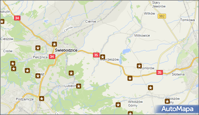 mapa Mokrzeszów, Mokrzeszów na mapie Targeo