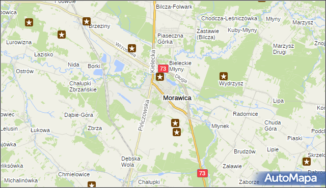 mapa Morawica powiat kielecki, Morawica powiat kielecki na mapie Targeo
