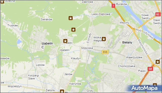 mapa Mościska gmina Izabelin, Mościska gmina Izabelin na mapie Targeo