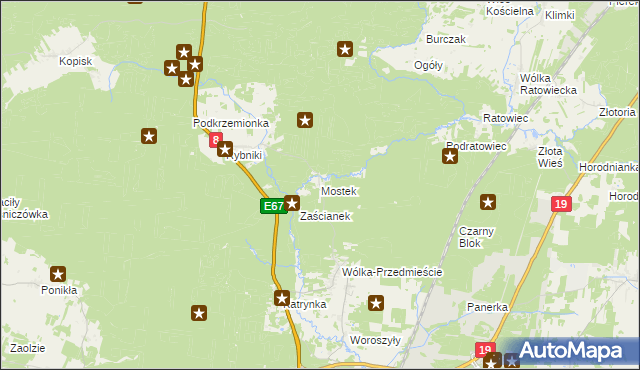 mapa Mostek gmina Wasilków, Mostek gmina Wasilków na mapie Targeo