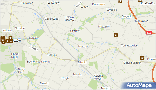 mapa Moszna gmina Jastków, Moszna gmina Jastków na mapie Targeo