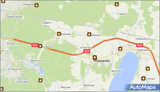 mapa Motaniec, Motaniec na mapie Targeo