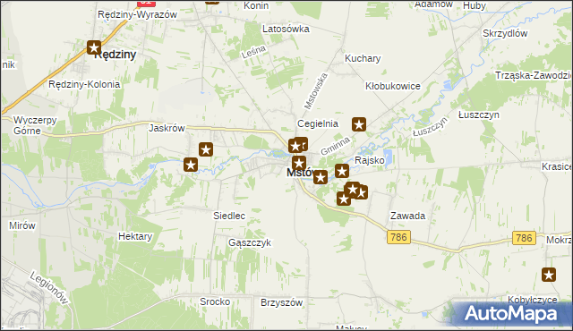 mapa Mstów powiat częstochowski, Mstów powiat częstochowski na mapie Targeo