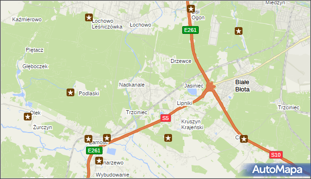 mapa Murowaniec gmina Białe Błota, Murowaniec gmina Białe Błota na mapie Targeo