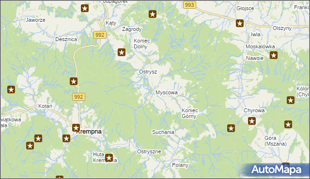 mapa Myscowa, Myscowa na mapie Targeo