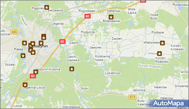 mapa Mysłownia Nowa, Mysłownia Nowa na mapie Targeo